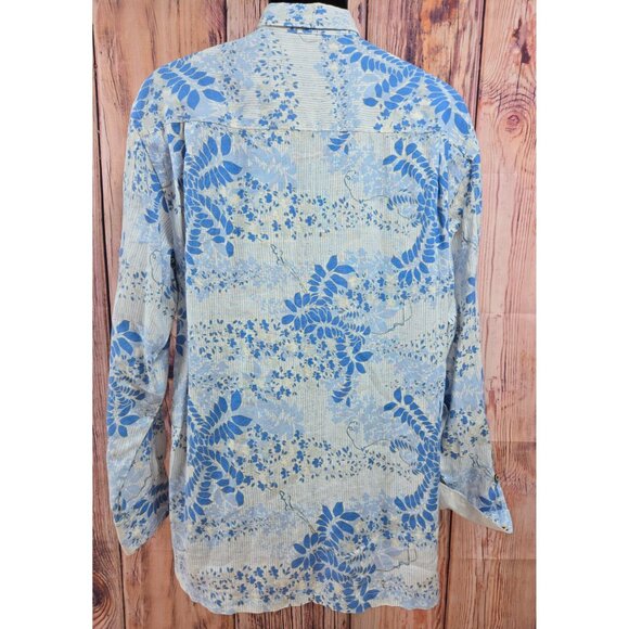 Tommy Bahama Blue Floral Long Sleeve Shirt Mens Large - Picture 2 of 7